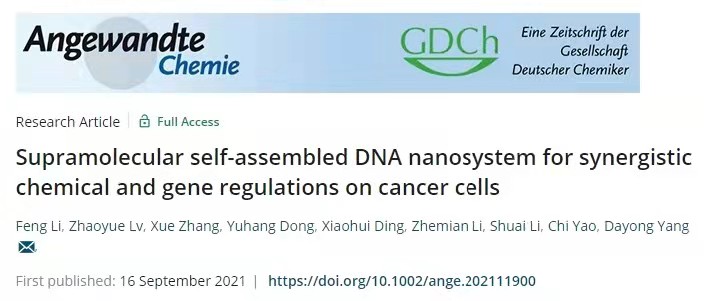 仰大勇课题组angewandtechemiedna材料用于肿瘤细胞化学和基因协同